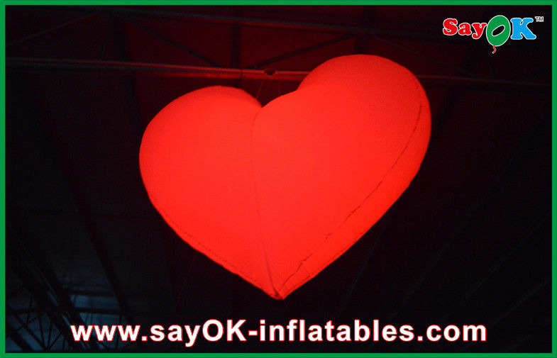 Orange / Red Led Inflatable Light Hanging Heart For Christmas Decoration