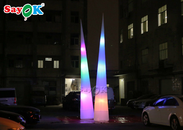 Colorful Inflatable Lighting Decoration LED Cone With Blower For Advertisement