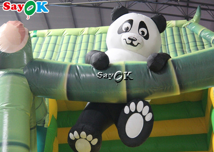 Inflatable Kids Slide Commercial Inflatable Bouncer Slide Panda Bamboo Forest Theme Inflatable Slippery Slide