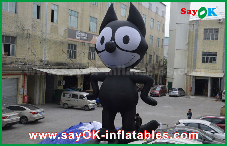 Inflatable Advertising Characters 6mH Oxford Cloth Black Inflatable Cartoon Characters , Inflatable Cat