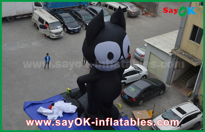 Inflatable Advertising Characters 6mH Oxford Cloth Black Inflatable Cartoon Characters , Inflatable Cat