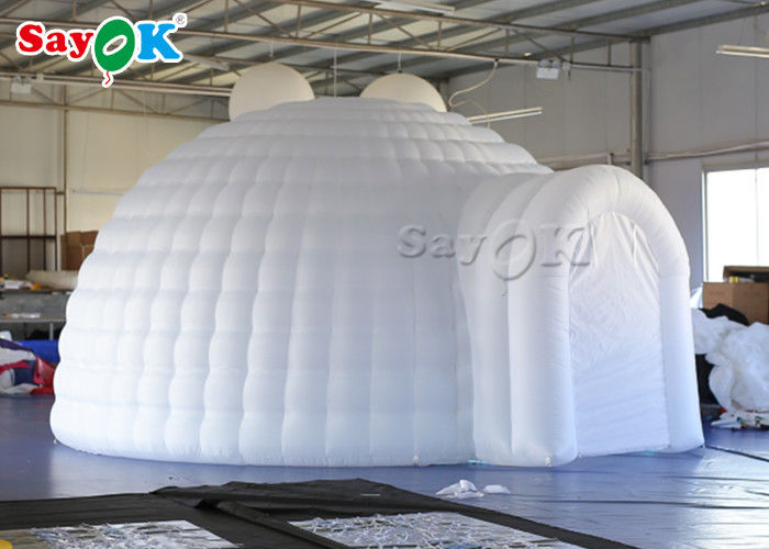 Inflatable Outdoor Tent 5m White Inflatable Igloo Dome Tent  With Led Light For Wedding Event