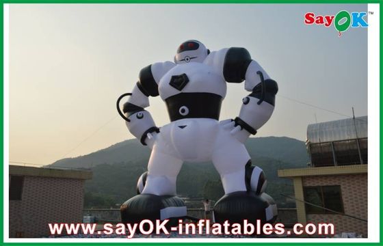 Weiß / Schwarz aufblasbare Zeichentrickfiguren, Oxford Stoff aufblasbarer Roboter