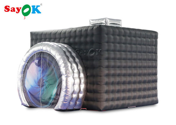 Schwarz + Silber Farbe aufblasbare Foto Booth Zelt mit LED für die Party