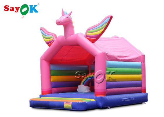 5x4mH Prinzessin Rosa Regenbogen Einhorn Aufblasbare Sprungburg Für Kind