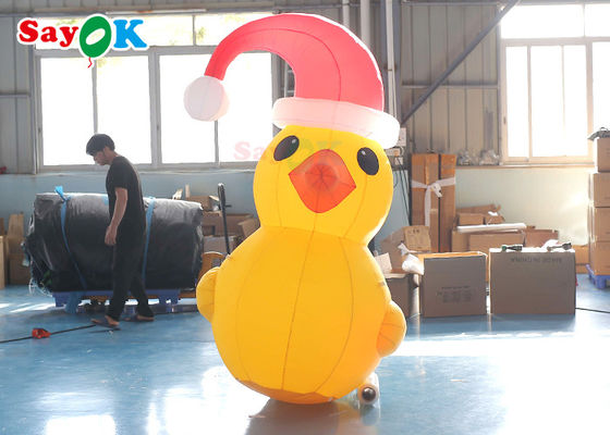 Gelbes 2m aufblasbares Weihnachten Duck With Hat Courtyard Decoration