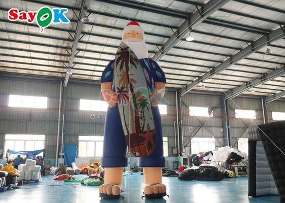 Hawaiisches Weihnachtsdekorationsmodell aufblasbarer Weihnachtsmann am Strand Größe 7,6m